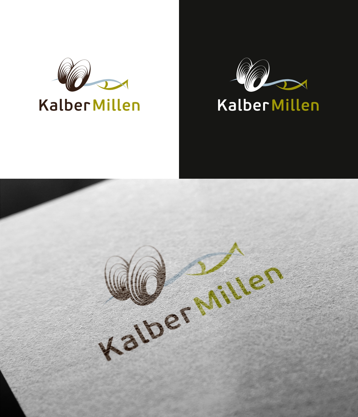 Logo Kalborner Mühle - Süßwassermuschel-Zucht und Wassererlebniszentrum in einem Logo vereint