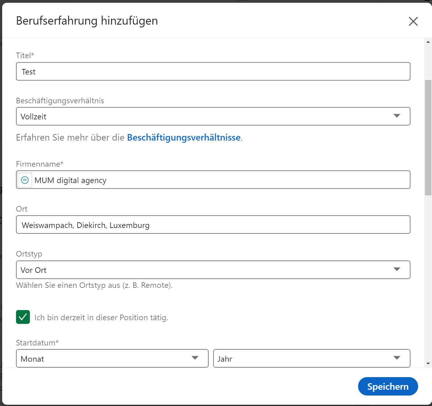 Linkedin Berufserfahrung hinzufügen